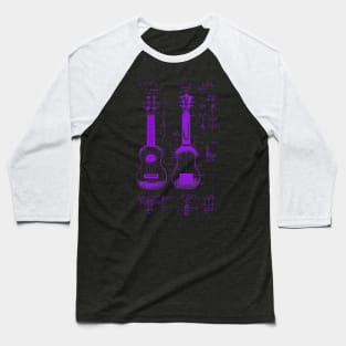 Neon Purple Ukulele Da Vinci Blueprint Baseball T-Shirt